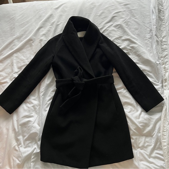 Babaton 100% Wool Robe coat in size small in black - Picture 2 of 11